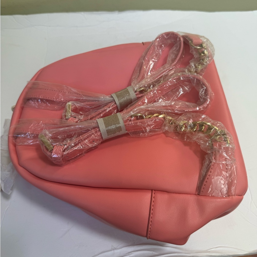 Roberto Cavalli Class NEW Snake Logo Pink Leather Backpack Shoulder Bag Chain - Picture 12 of 16